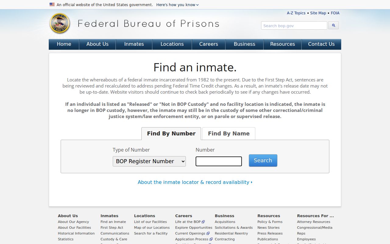 Federal custody locator after a Hunterdon County arrest