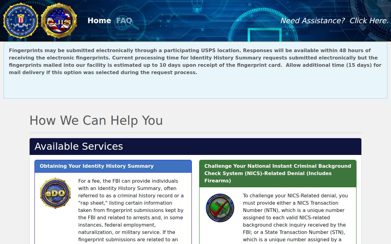 Hunterdon County criminal history FBI identity portal