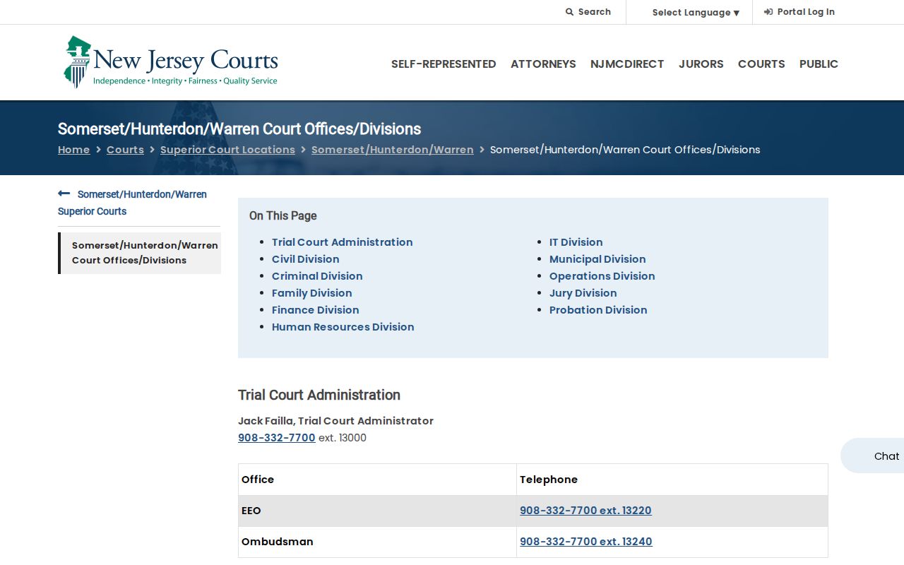 Hunterdon County criminal case records vicinage office information