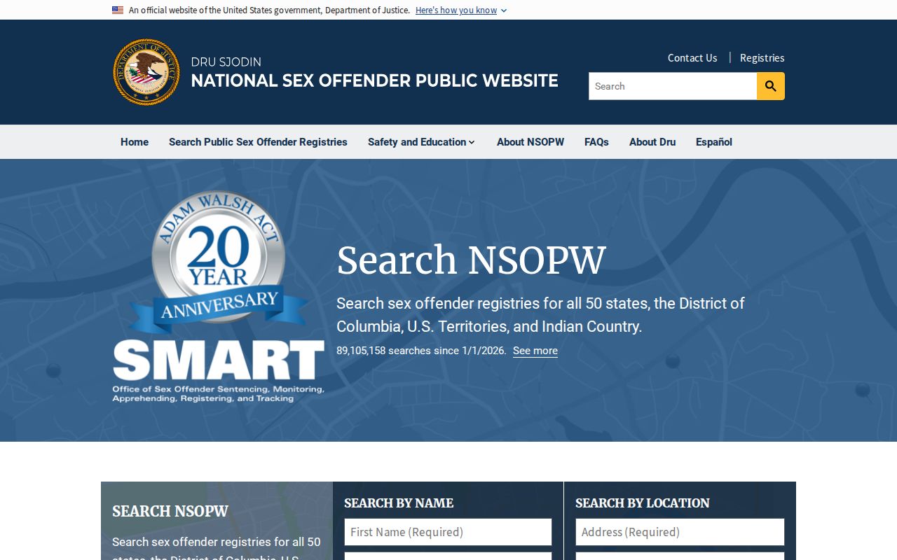Hunterdon County sex offender check through the national NSOPW search