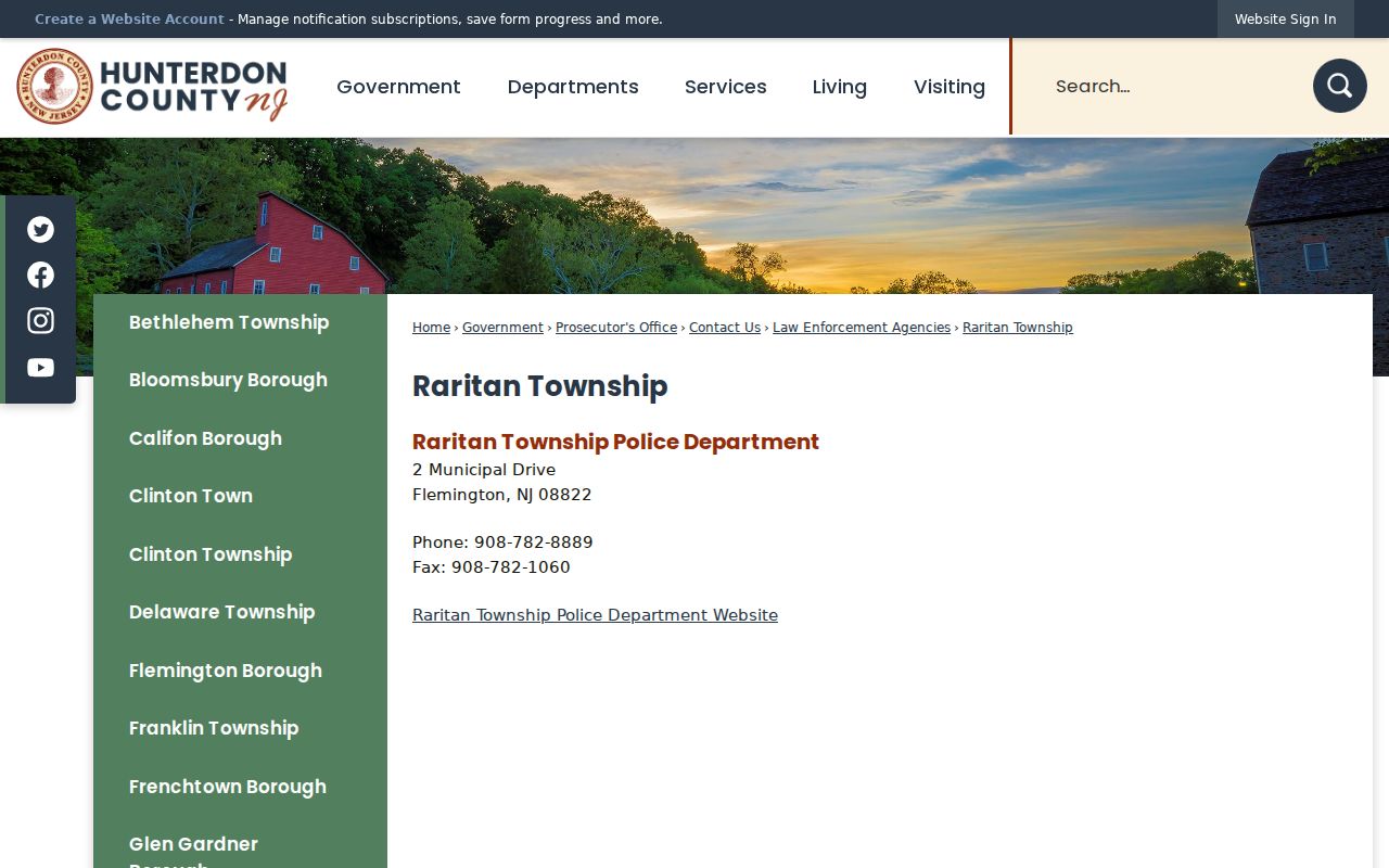 Raritan Township criminal history and official Hunterdon County municipal profile